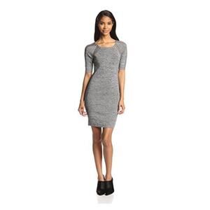 Halston Heritage Heather Gray Fitted Sweater Dress Sz.M NWT
